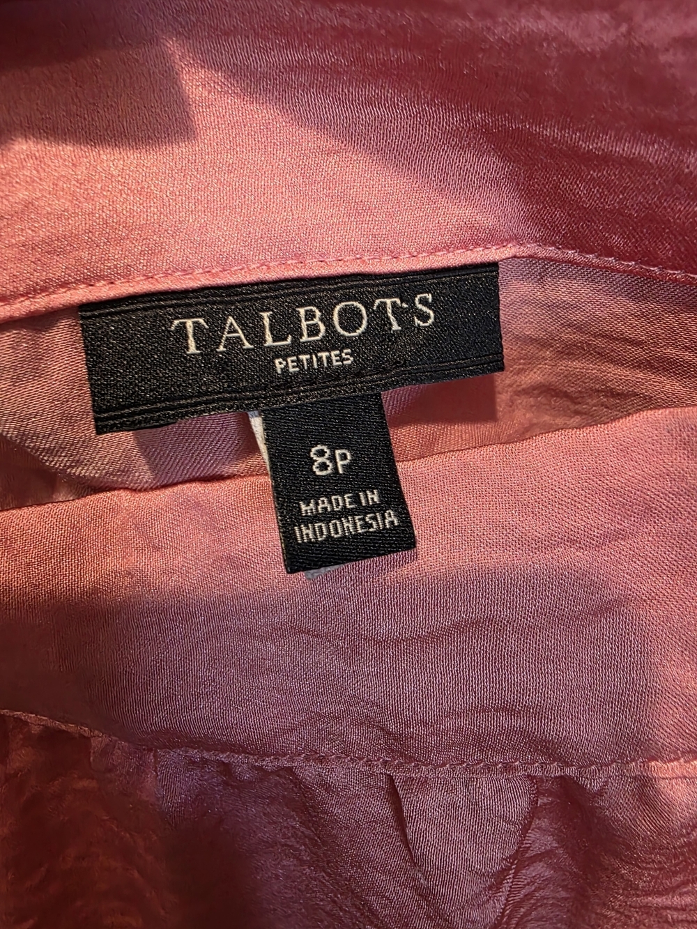 Talbots Pink Short Sleeve Crinkle Top - Picture 4 of 6